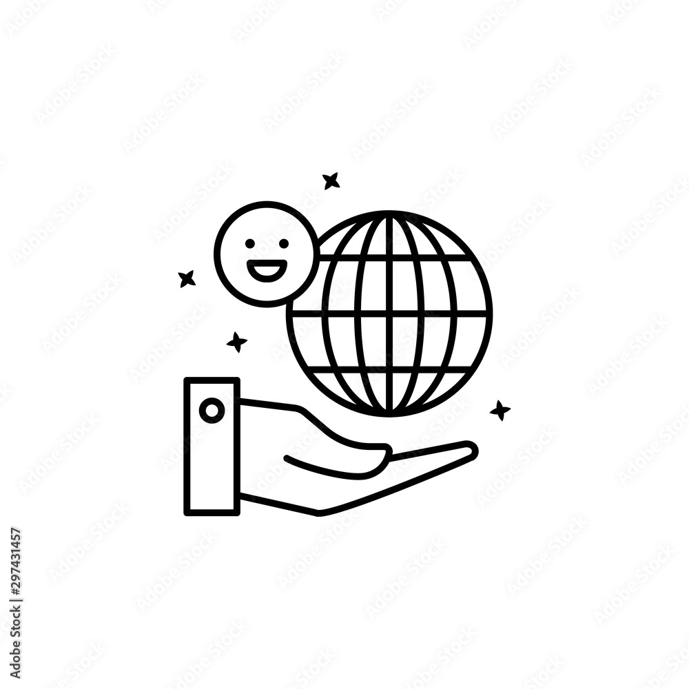 Poster better world smile hand. simple line, outline vector of motivation icons for ui and ux, website or m