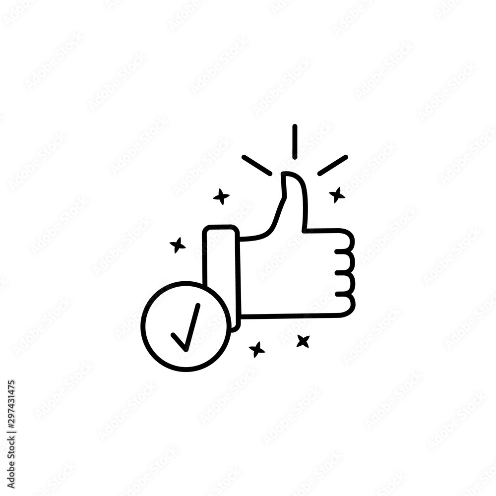 Poster acknowledgement hand like. simple line, outline vector of motivation icons for ui and ux, website or