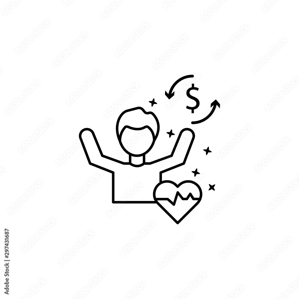 Poster man health happy. simple line, outline vector of motivation icons for ui and ux, website or mobile a