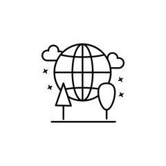 Global trees pines. Simple line, outline vector of motivation icons for ui and ux, website or mobile application