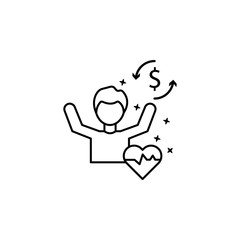 Man health happy. Simple line, outline vector of motivation icons for ui and ux, website or mobile application