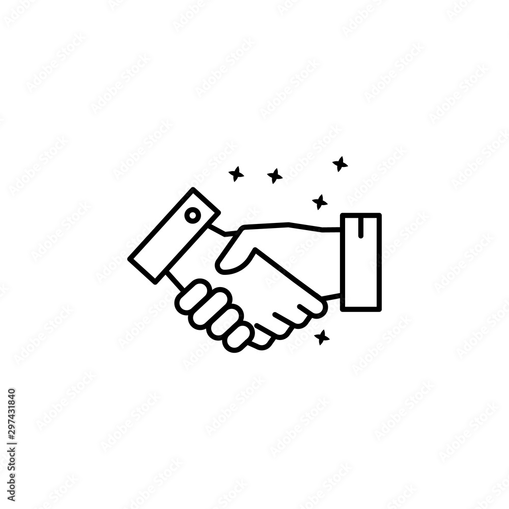 Poster hand teamwork partnership. simple line, outline vector of motivation icons for ui and ux, website or