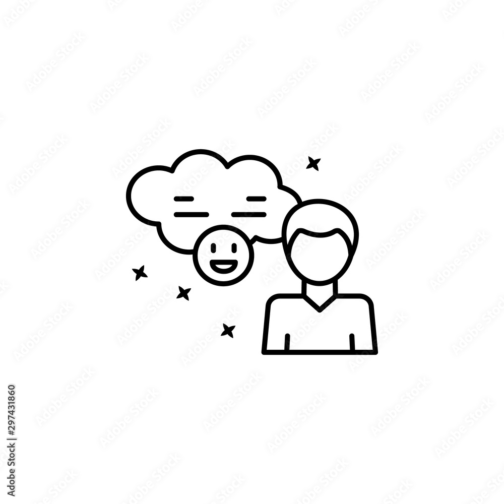 Poster creative think man smile. simple line, outline vector of motivation icons for ui and ux, website or 
