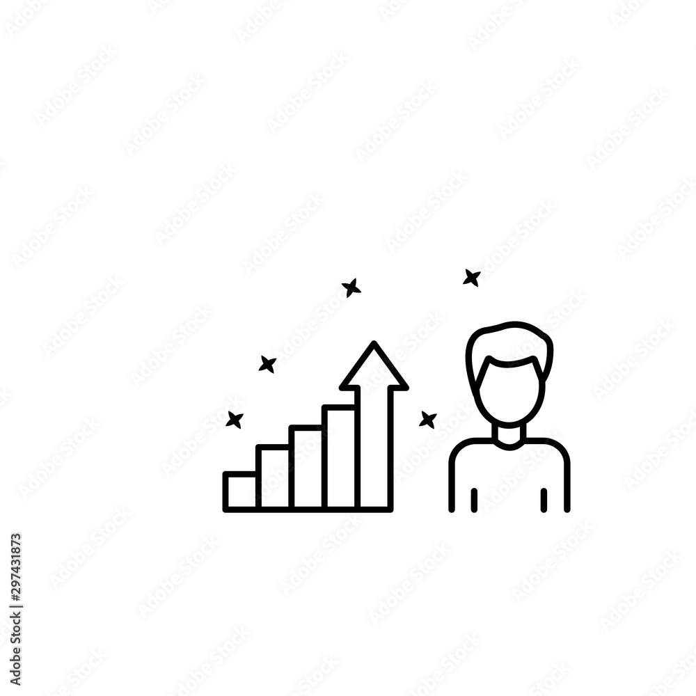 Poster bar graph hand up capacity. simple line, outline vector of motivation icons for ui and ux, website o