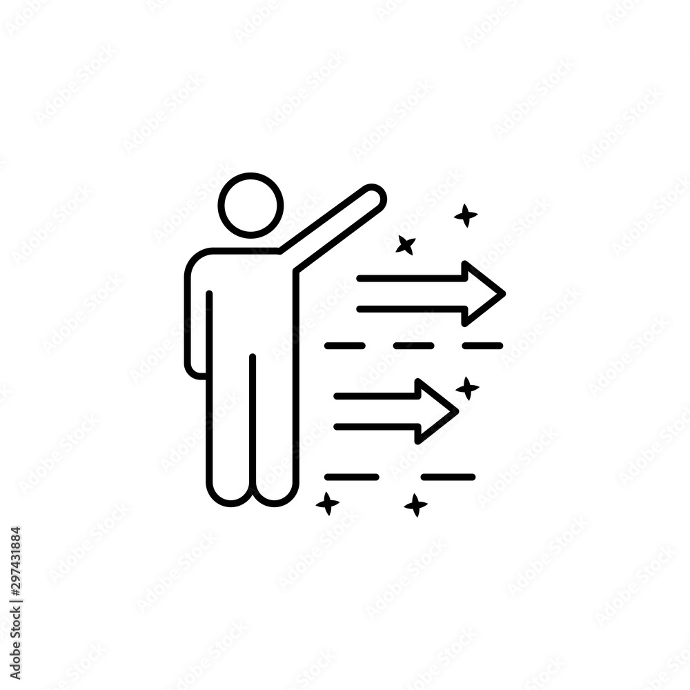 Poster man up motivation work. simple line, outline vector of motivation icons for ui and ux, website or mo