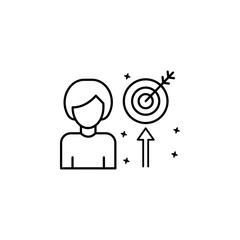 Woman target job. Simple line, outline vector of motivation icons for ui and ux, website or mobile application