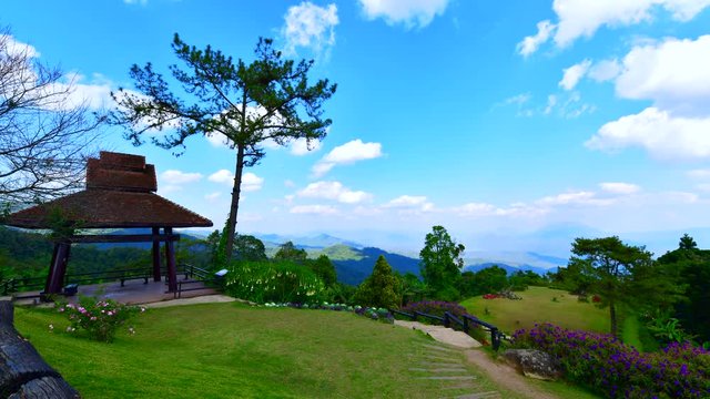4K time lapse video of Doi Kiew Lom view point with clouds flowing in Huai Nam Dang national park, Chiang Mai province.