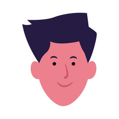 Cartoon man face icon, flat design