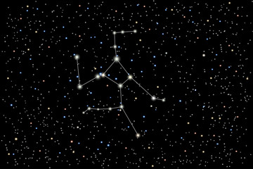 Vector illustration of the constellation  Hercules on a starry black sky background. The astronomical cluster of stars in the constellation in the northern  hemisphere.  © dore art