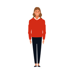 cartoon woman wearing casual clothes icon