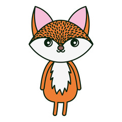cute fox animal standing on white background