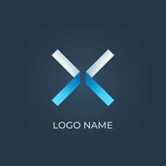 Obraz premium Letter X origami logo isolated. Alphabet vector image