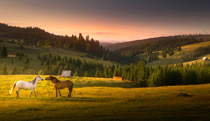 sunset in the mountains
