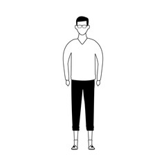 avatar man with glasses icon, flat design