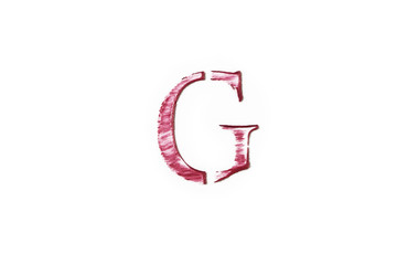 font alphabet handwritten by red  lipstick 