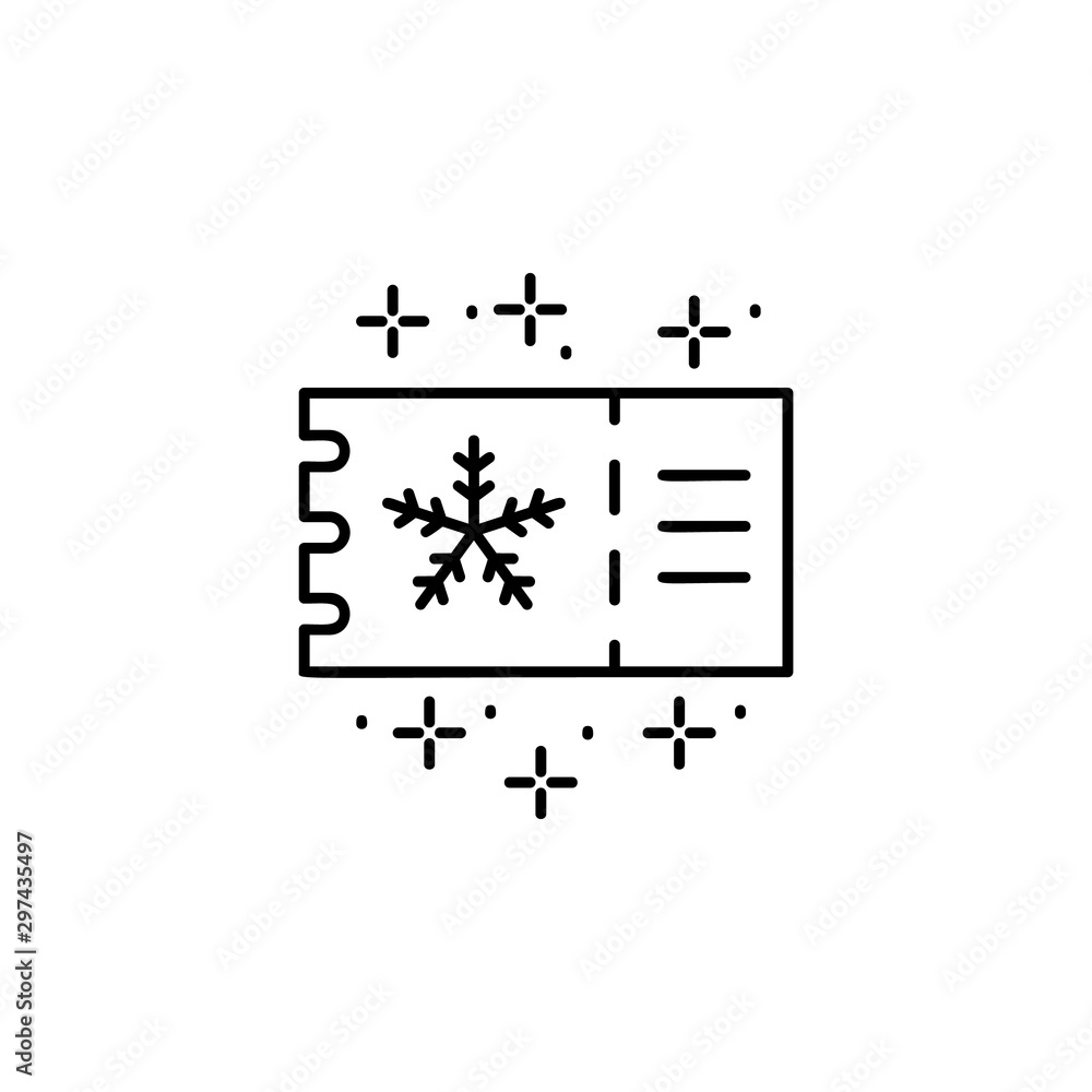 Poster ticket snowflake icon. simple line, outline vector of winter vacation icons for ui and ux, website o