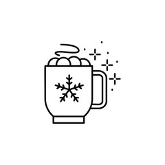 Obraz premium Cup cocoa marshmallows icon. Simple line, outline vector of winter vacation icons for ui and ux, website or mobile application