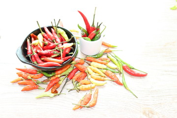 red chili peppers on white background
