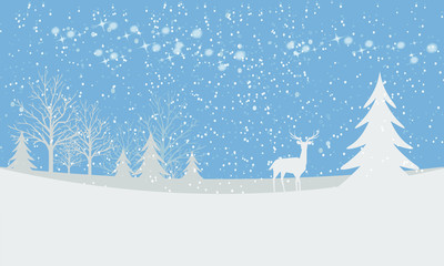 Night snow winter with reindeer