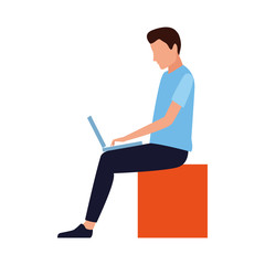 avatar man with laptop computer