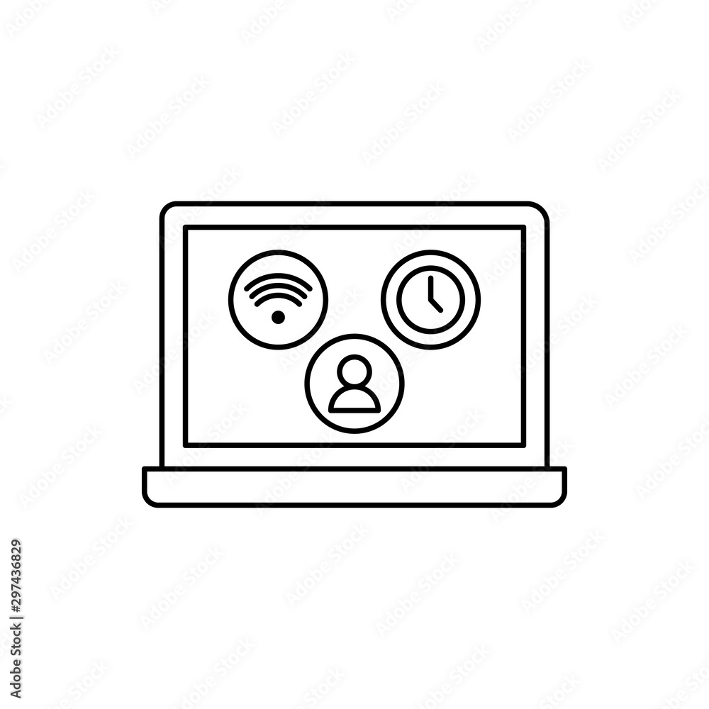 Poster computer, technology, user, wifi icon. simple line, outline vector of computer technology icons for 