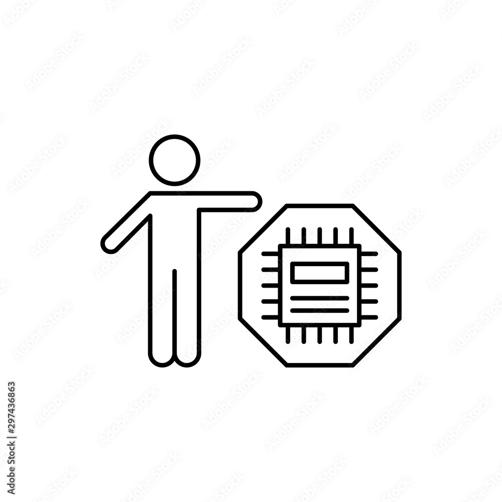 Poster cpu, computer, technology, user icon. simple line, outline vector of computer technology icons for u
