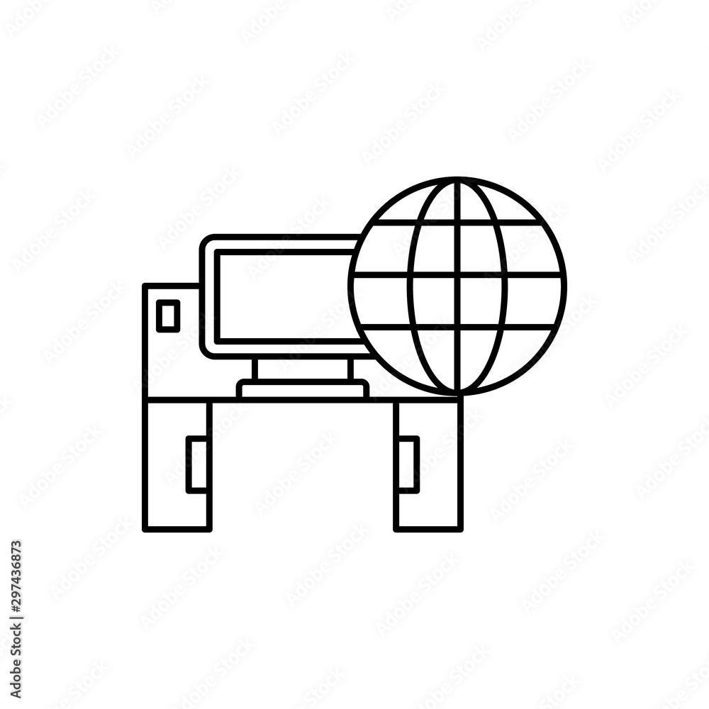 Poster data, computer, technology, world icon. simple line, outline vector of computer technology icons for