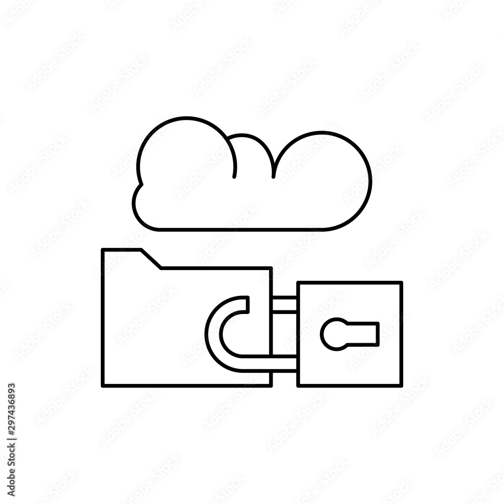 Poster data, computer, technology, cloud, lock, file icon. simple line, outline vector of computer technolo