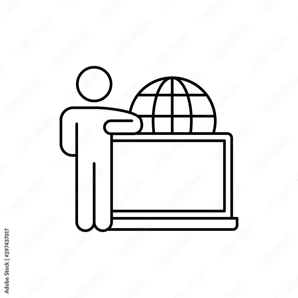 Poster computer, technology, laptop, user, world icon. simple line, outline vector of computer technology i