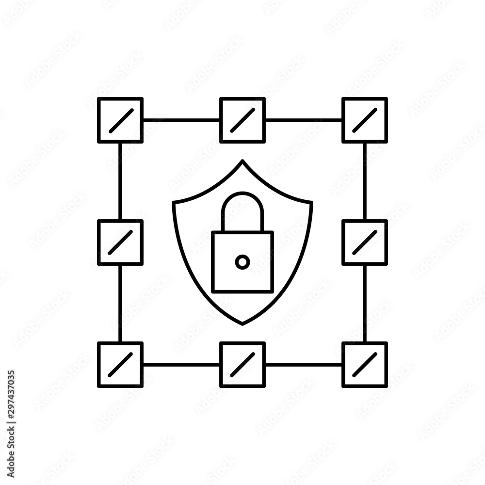 Poster computer, technology, security, lock, shield icon. simple line, outline vector of computer technolog