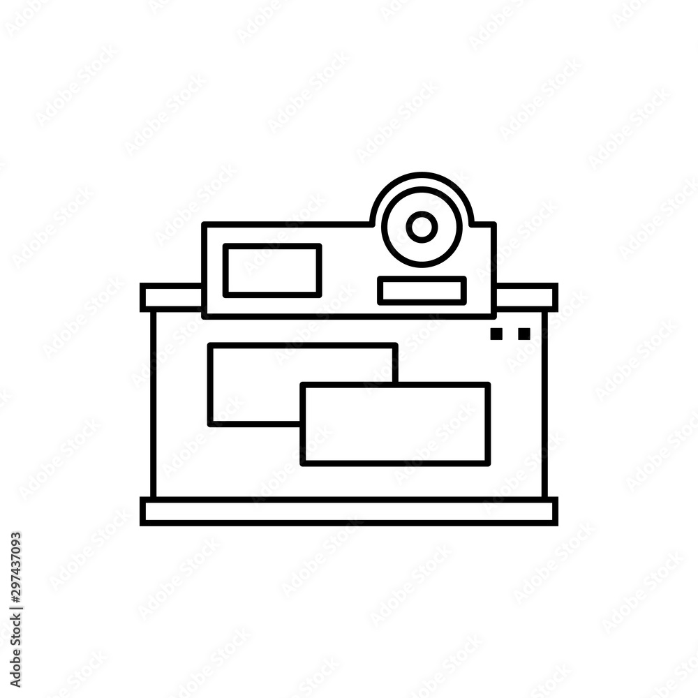Poster computer, technology, projector, user icon. simple line, outline vector of computer technology icons