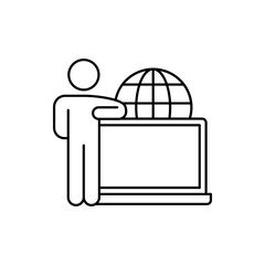 Computer, technology, laptop, user, world icon. Simple line, outline vector of computer technology icons for ui and ux, website or mobile application
