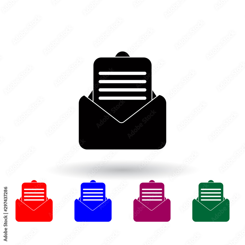 Poster letter multi color icon. elements of university life set. simple icon for websites, web design, mobi