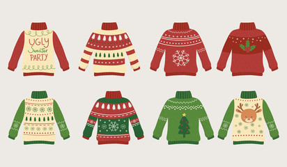 christmas ugly sweaters party differents design