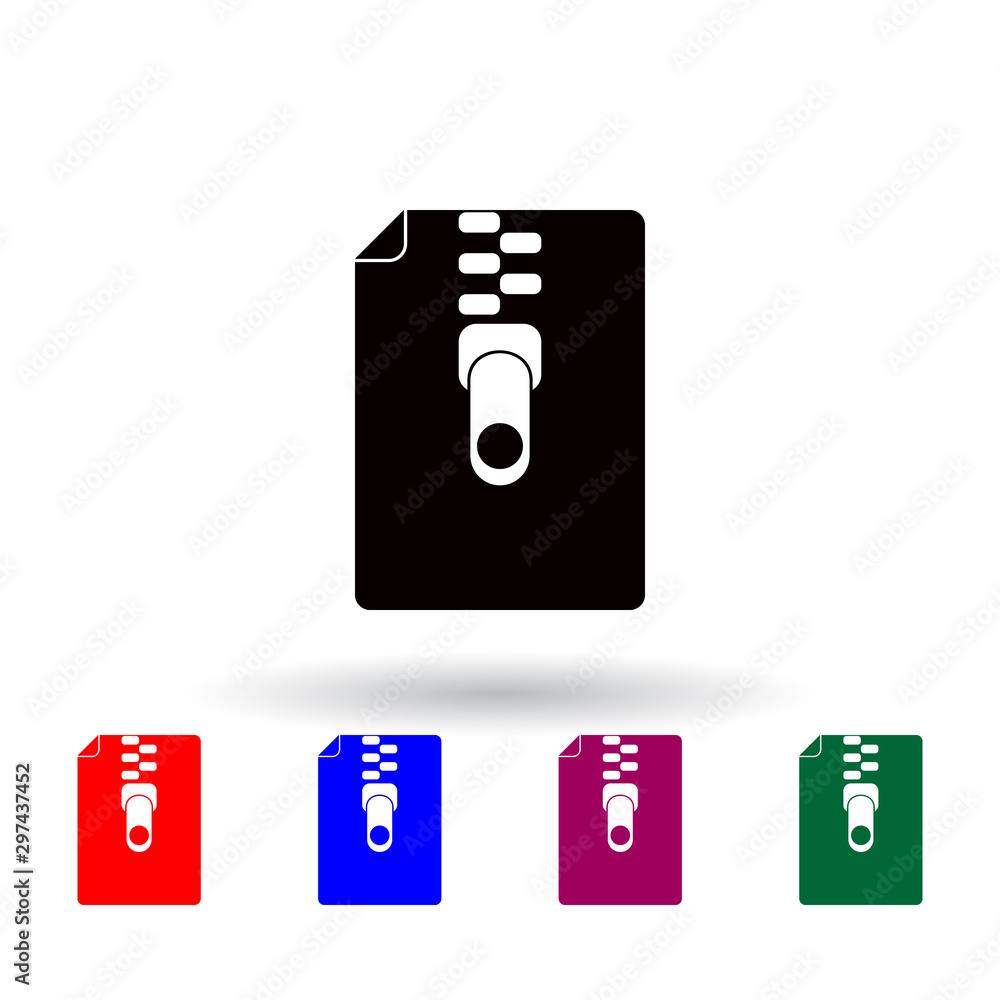 Poster compressed file multi color icon. elements of university life set. simple icon for websites, web des