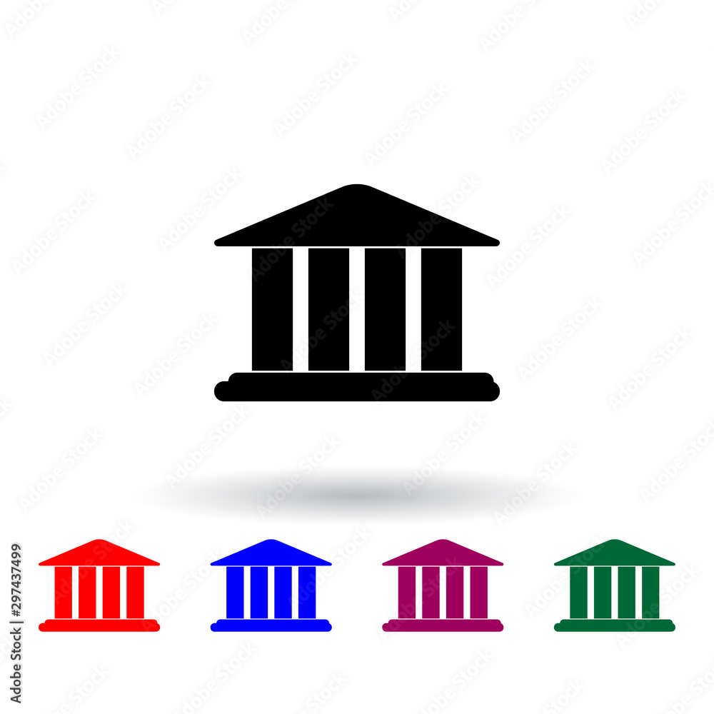 Poster bank building multi color icon. elements of university life set. simple icon for websites, web desig