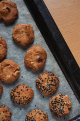 Homemade cookies in the baking tray