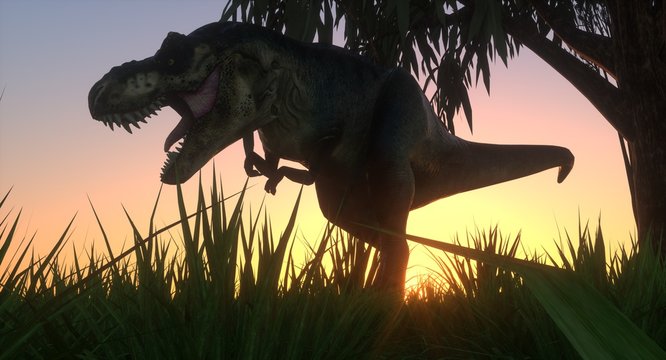 Extremely detailed and realistic high resolution 3d illustration of an extinct dinosaur during the jurassic period