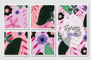 postcards with flowers leaves floral wedding cards