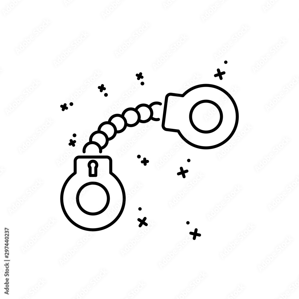 Poster handcuffs icon. simple line, outline vector of law and justice icons for ui and ux, website or mobil