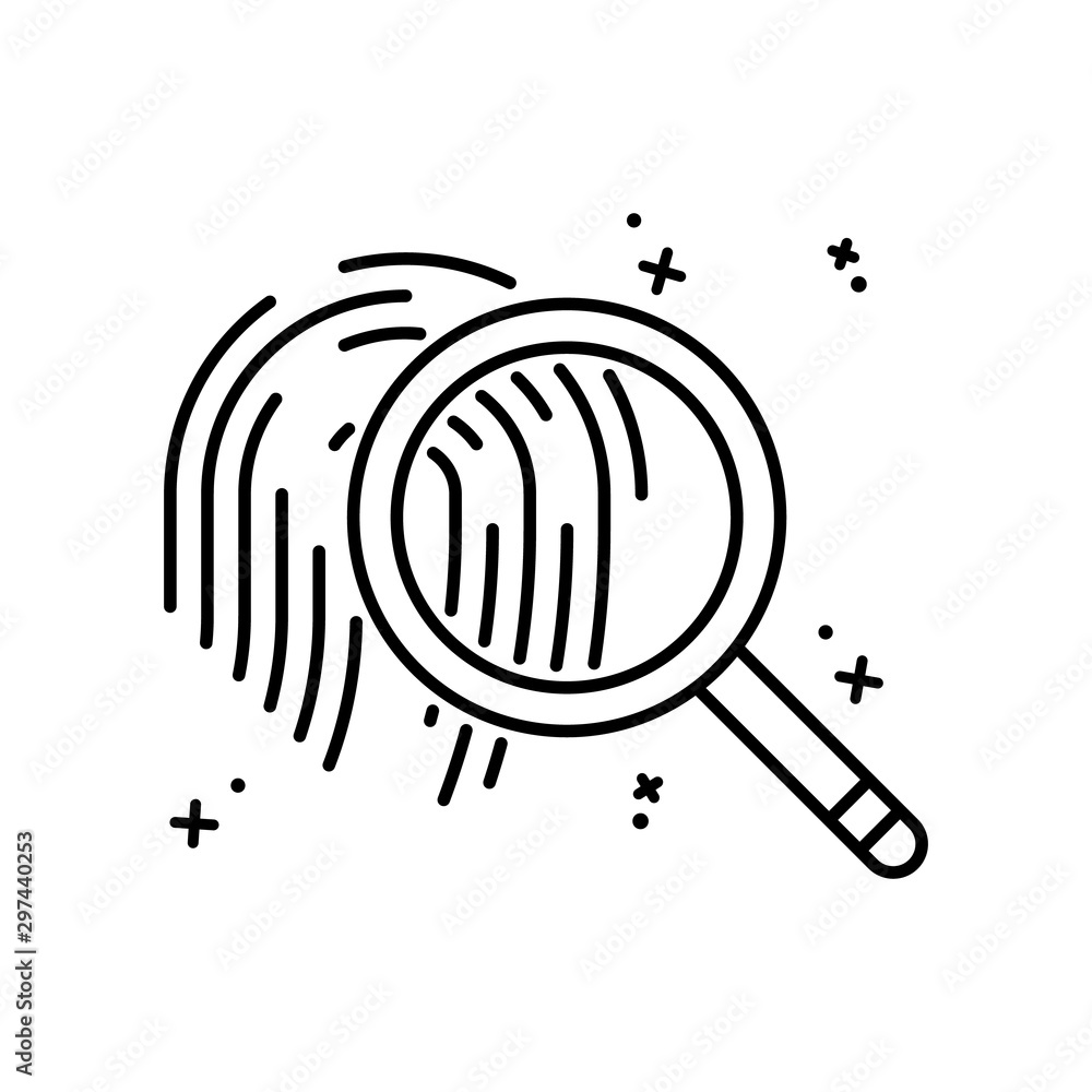 Poster magnifier search fingerprint icon. simple line, outline vector of law and justice icons for ui and u