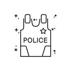 Body armor police icon. Simple line, outline vector of law and justice icons for ui and ux, website or mobile application