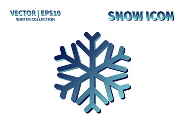Snowflake vector icon. Christmas and winter snow flake element. Isolated flat new year holiday decoration illustration. Cold weather object design silhouette symbol