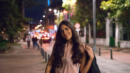Fototapeta premium beautiful happy woman on the street
