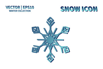 Snowflake vector icon. Christmas and winter snow flake element. Isolated flat new year holiday decoration illustration. Cold weather object design silhouette symbol