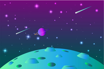 Obraz na płótnie Canvas Moon stars planets illustration. Use for modern design, cover, template, decorated, brochure.