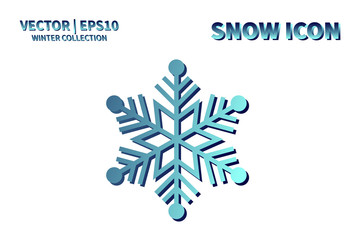 Snowflake vector icon. Christmas and winter snow flake element. Isolated flat new year holiday decoration illustration. Cold weather object design silhouette symbol