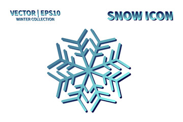 Snowflake vector icon. Christmas and winter snow flake element. Isolated flat new year holiday decoration illustration. Cold weather object design silhouette symbol