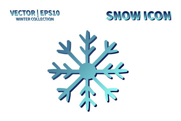 Snowflake vector icon. Christmas and winter snow flake element. Isolated flat new year holiday decoration illustration. Cold weather object design silhouette symbol