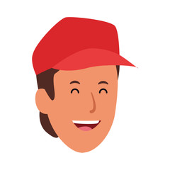 Cartoon man with cap icon, flat design